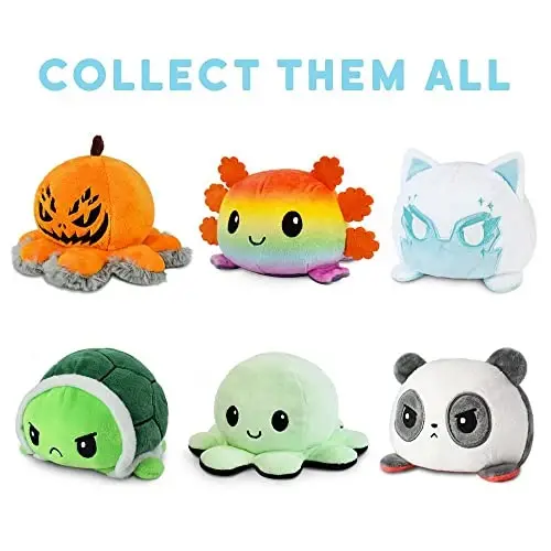 TeeTurtle - The Original Reversible Turtle Plushie - Rainbows - Cute Sensory Fidget Stuffed Animals That Show Your Mood 3.5 inch - 5
