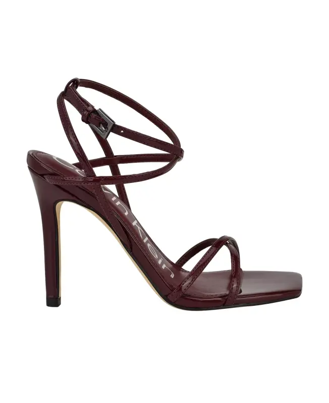 Tegin Strappy High Stiletto Dress Sandals-Burgundy Patent - 2