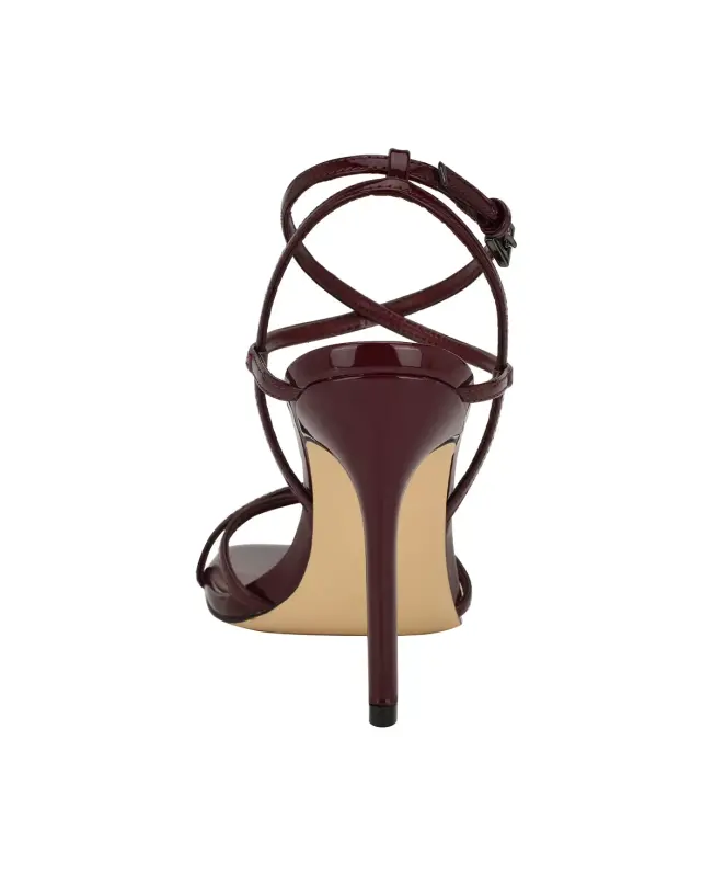Tegin Strappy High Stiletto Dress Sandals-Burgundy Patent - 3