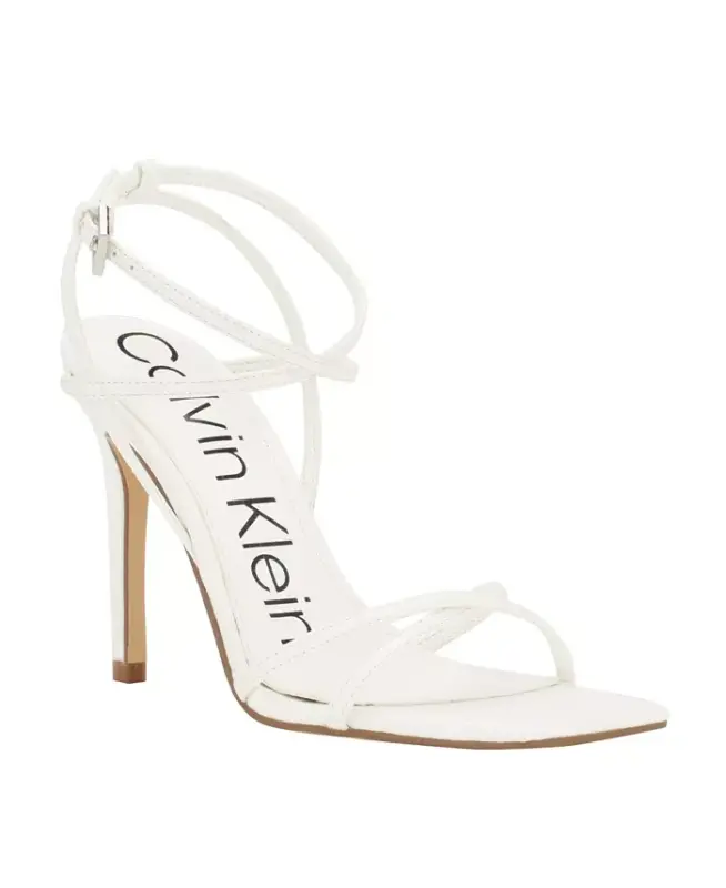 Tegin Strappy High Stiletto Dress Sandals-White - CALVIN KLEIN