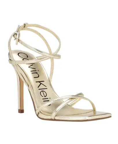Tegin Strappy High Stiletto Dress Sandals - Gold 