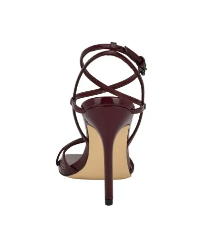 Tegin Strappy High Stiletto Dress Sandals-Burgundy Patent - 3