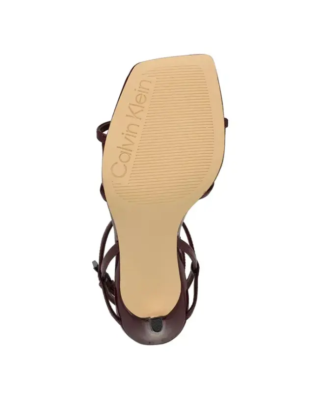 Tegin Strappy High Stiletto Dress Sandals - Burgundy Patent - 5