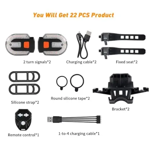 TEGUANGMEI Bike Tail Light with Turn Signal, Split Bicycle Rear Lights, USB Rechargeable Turn Signal Bike Taillights for Cycling, Cyclist Safety Warning Bike Light 5 Mode (Only One Remote Control) - 4