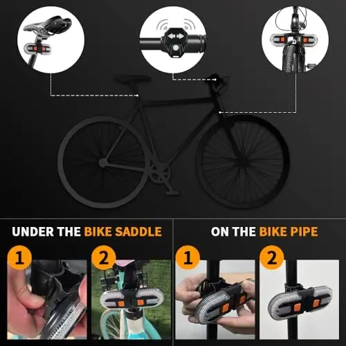 TEGUANGMEI Bike Tail Light with Turn Signal, Split Bicycle Rear Lights, USB Rechargeable Turn Signal Bike Taillights for Cycling, Cyclist Safety Warning Bike Light 5 Mode (Only One Remote Control) - 4