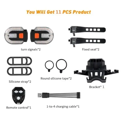 TEGUANGMEI Bike Tail Light with Turn Signal, Split Bicycle Rear Lights, USB Rechargeable Turn Signal Bike Taillights for Cycling, Cyclist Safety Warning Bike Light 5 Mode (Only One Remote Control) - 5