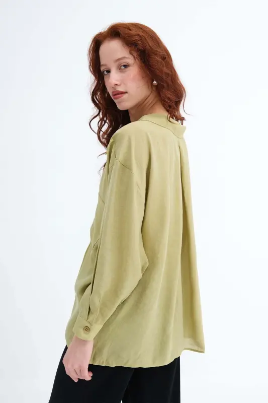 Oversize Basic Gömlek G4612-Z2-YAĞ YEŞİLİ - 6
