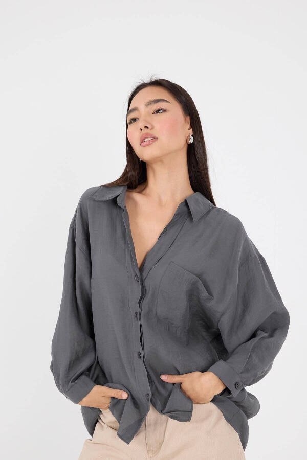 Tek Cho'ntli Oversize Ko'ylak G4612-z2 - 4