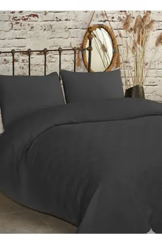 Tek Kişilik Antrasit Dama Desenli Pike. Damalı Otel Pikesi 160x230 Antrasit - Antrasit - 1