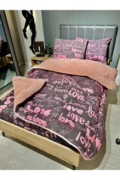 Tek Kişilik Welsoft Pufidik Uyku Seti (Lastikli Çarşaflı) Pudra Love-Pudra - 6