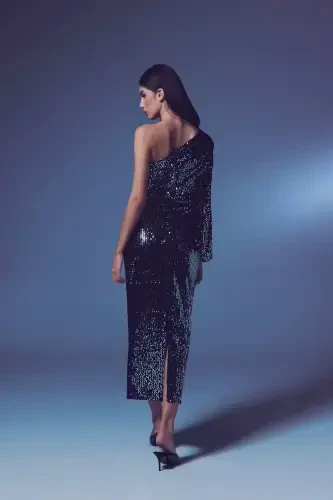 Tek Kollu Crop Bluz - Gümüş-GÜMÜŞ - 6