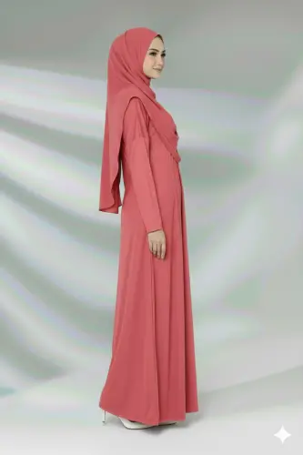 Tek Parça Namaz Elbisesi Boydan Giymeli-Nar Çiçeği - MEDIPEK (1)