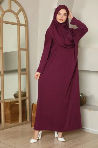 Tek Parça Namaz Elbisesi Mürdüm - mürdüm - MISS LEDONNA (1)