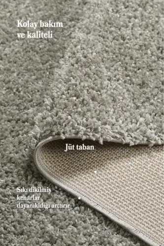 Tek Renk Desensiz Açık Gri Yumuşak Post Peluş Shaggy Halı Salon Oturma Odası Yolluk Mutfak Halısı-Açık Gri - 4