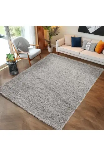 Tek Renk Desensiz Açık Gri Yumuşak Post Peluş Shaggy Halı Salon Oturma Odası Yolluk Mutfak Halısı-Açık Gri - 6