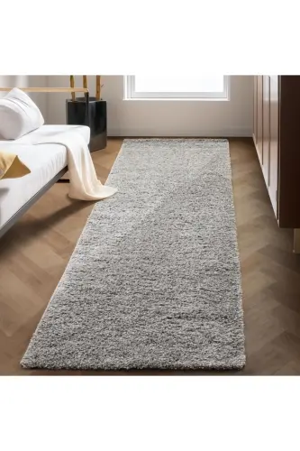 Tek Renk Desensiz Açık Gri Yumuşak Post Peluş Shaggy Halı Salon Oturma Odası Yolluk Mutfak Halısı-Açık Gri - 7