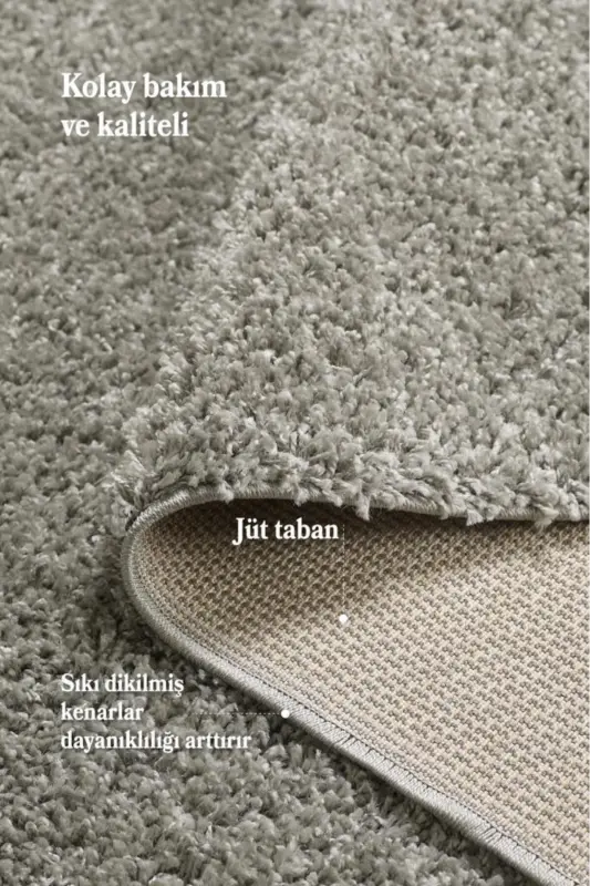 Tek Renk Desensiz Açık Gri Yumuşak Post Peluş Shaggy Halı Salon Oturma Odası Yolluk Mutfak Halısı-Açık gri - 4