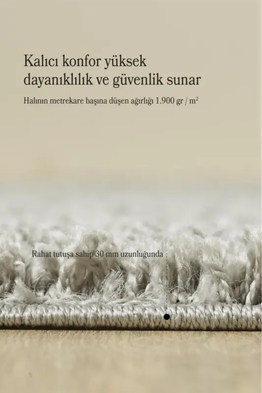 Tek Renk Desensiz Açık Gri Yumuşak Post Peluş Shaggy Halı Salon Oturma Odası Yolluk Mutfak Halısı-Açık gri - 5