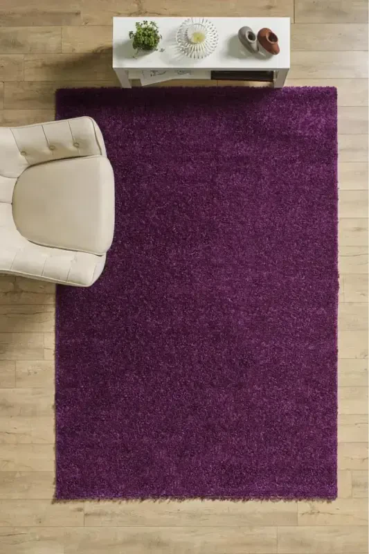 Tek Renk Desensiz Lila Yumuşak Post Peluş Shaggy Halı Salon Oturma Odası Yolluk Mutfak Halısı-Lila - 1