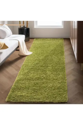 Tek Renk Desensiz Yeşil Yumuşak Post Peluş Shaggy Halı Salon Oturma Odası Yolluk Mutfak Halısı-Yeşil - 7