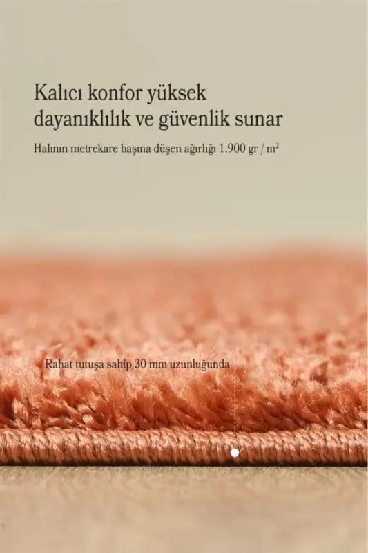 Tek Renk Kremit Rengi Yumuşak Post Peluş Shaggy Halı Salon Oturma Odası Yolluk Mutfak Halısı-Turuncu - 5
