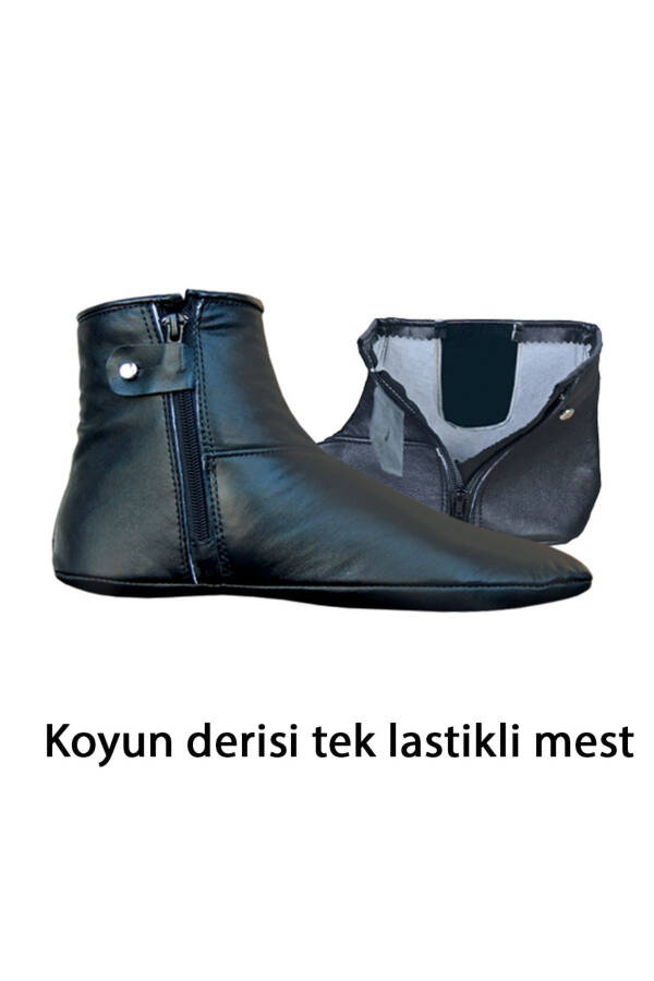 koyun derisi tek tarafı lastikli mest tek lastikli mest deri mes - Siyah - 1