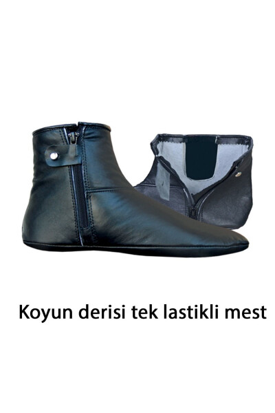koyun derisi tek tarafı lastikli mest tek lastikli mest deri mes - Siyah - YASIR