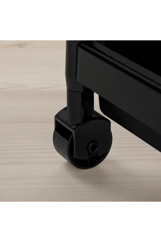 Tekerlekli Dikdörtgen 4 Katlı Raf Ünitesi Siyah Banyo Mutfak Düzenleyici Organizer Raf-Siyah - 4