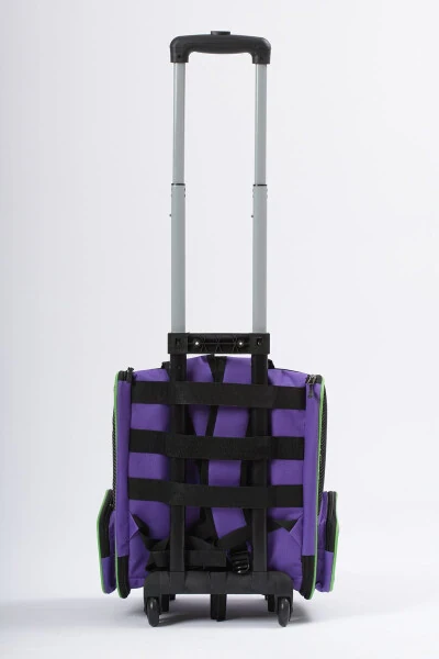 Tekerlekli Plastik Fileli Kedi ve Köpek Taşıma Çantası Çekçek Mekanizmalı Yıkanabilir-mor - 6