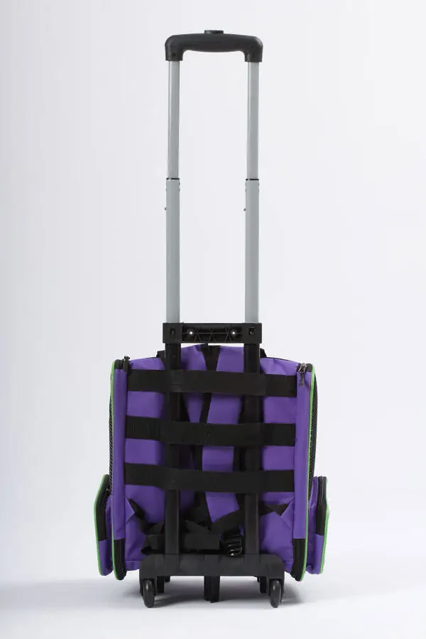 Tekerlekli Plastik Fileli Kedi ve Köpek Taşıma Çantası Çekçek Mekanizmalı Yıkanabilir-mor - 6
