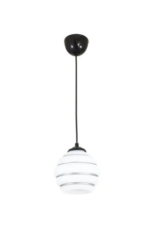 Tekli Özel Şeritli Cam Model Modern Sarkıt Avize - SİYAH - 1