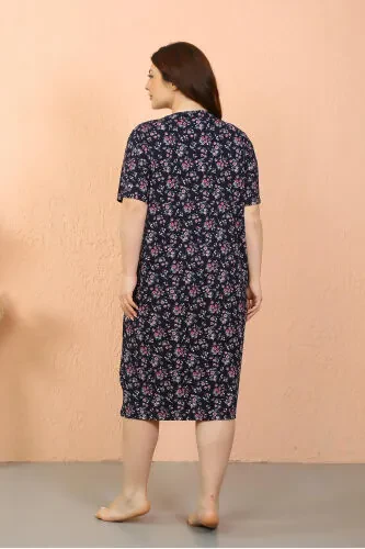 Текст: Akbeniz Kadın Büyük Beden Penye Kısa Kol Lacivert Gecelik 12503Женская пижама Akbeniz большого размера из хлопка с короткими рукавами, темно-синяя, 12503 - 7