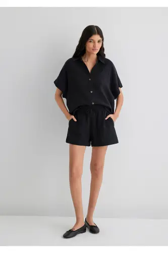 Текстурированная черная рубашка Loose Fit / Свободный крой 12 - MAVI (1)