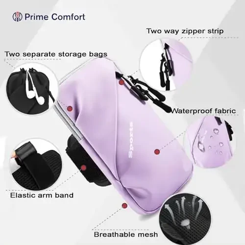 Phone Holder Arm Bands, Small Crossbody Shoulder Holsters Bag with Arm Band, Fits iPhone and All Cell Phones, Use for Running, Walking, Hiking & Biking (Plus Size Purple) - Modazone (1)