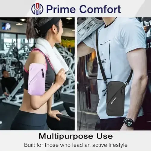 Phone Holder Arm Bands, Small Crossbody Shoulder Holsters Bag with Arm Band, Fits iPhone and All Cell Phones, Use for Running, Walking, Hiking & Biking (Plus Size Purple) - 6
