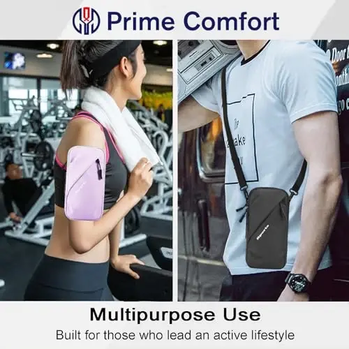 Phone Holder Arm Bands, Small Crossbody Shoulder Holsters Bag with Arm Band, Fits iPhone and All Cell Phones, Use for Running, Walking, Hiking & Biking (Plus Size Purple) - 6