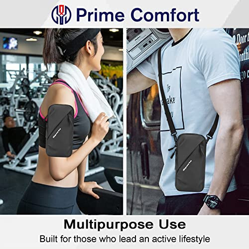 Phone Holder Arm Bands, Small Crossbody Shoulder Holsters Bag with Arm Band, Fits iPhone and All Cell Phones, Use for Running, Walking, Hiking & Biking (Plus Size,Black) - 6