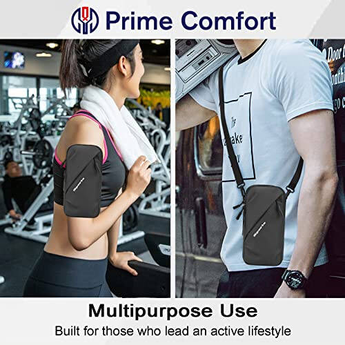 Phone Holder Arm Bands, Small Crossbody Shoulder Holsters Bag with Arm Band, Fits iPhone and All Cell Phones, Use for Running, Walking, Hiking & Biking (Plus Size,Black) - 6