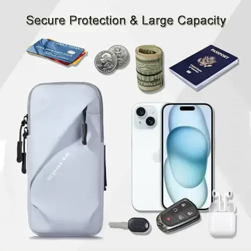 Phone Holder Arm Bands, Small Crossbody Shoulder Holsters Bag with Arm Band, Fits iPhone and All Cell Phones, Use for Running, Walking, Hiking & Biking (Plus Size Light Blue) - 4