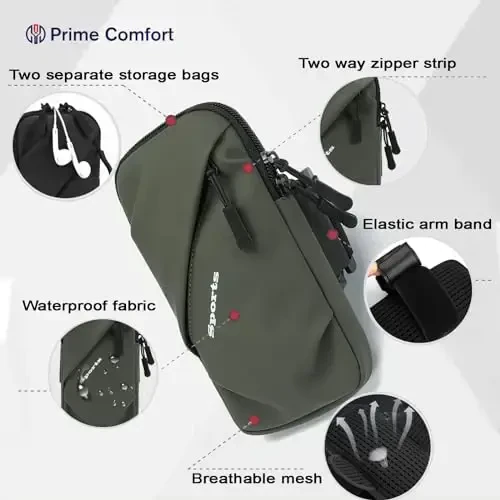 Phone Holder Arm Bands, Small Crossbody Shoulder Holsters Bag with Arm Band, Fits iPhone and All Cell Phones, Use for Running, Walking, Hiking & Biking (Plus Size Army Green) - 2