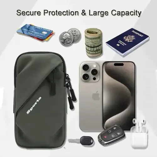 Telefon ushlagichi bilaguzuklar, kichik krossovdi elkama qoplari bilaguzuk bilan, iPhone va barcha uyali telefonlarga mos keladi, yugurish, piyoda yurish, sayr qilish va velosipedda yurish uchun (katta o'lchamli armiya yashil) - 4