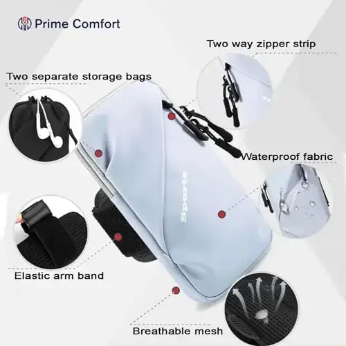 Telefon ushlagichi bilakuzuklar, kichik crossbody yelkali g'ilof sumkasi bilakuzuk bilan, iPhone va barcha mobil telefonlarga mos keladi, yugurish, piyoda yurish, sayr qilish va velosipedda yurish uchun (Katta o'lchamli och ko'k) - PRIME COMFORT (1)