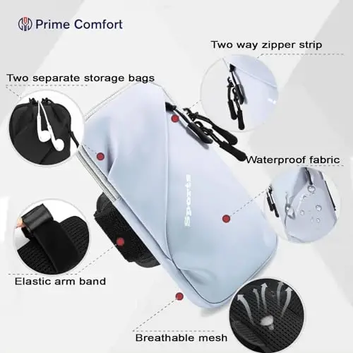 Telefon ushlagichi bilakuzuklar, kichik crossbody yelkali g'ilof sumkasi bilakuzuk bilan, iPhone va barcha mobil telefonlarga mos keladi, yugurish, piyoda yurish, sayr qilish va velosipedda yurish uchun (Katta o'lchamli och ko'k) - PRIME COMFORT (1)