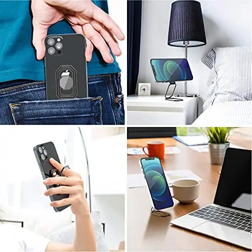 Telefon Uzuk Tutqich Barmoq Standarti, 360° Aylanish Metal Telefon Tutqich Magnitli Avtomobilga O'rnatish uchun Katlanadigan Mobil Telefon Stend Ko'pchilik Smartfonlarga Mos keladi Kumush - 2