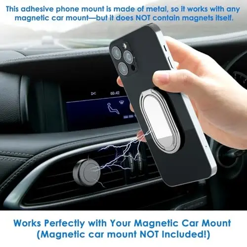 Telefon Uzuk Tutqich Barmoq Standarti, 360° Aylanish Metal Telefon Tutqich Magnitli Avtomobilga O'rnatish uchun Katlanadigan Mobil Telefon Stend Ko'pchilik Smartfonlarga Mos keladi Kumush - 3