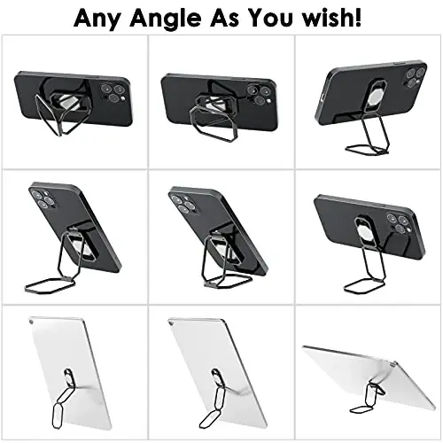Phone Ring Holder Finger Kickstand, Upgraded 360° Rotation Metal Phone Grip for Magnetic Car Mount Foldable Cell Phone Stand Compatible with Most Smartphones - 3