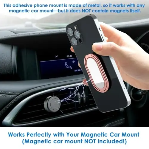 Phone Holder Foldable Phone Stand Phone Ring Holder Finger Kickstand 360° Rotation Cell Phone Stand Metal Phone Grip for Magnetic Car Mount Sticky Phone Grip Compatible with Most Smartphones - 5