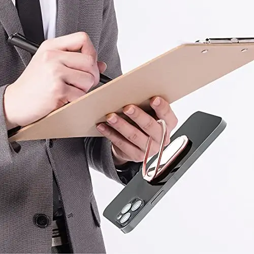 Phone Holder Foldable Phone Stand Phone Ring Holder Finger Kickstand 360° Rotation Cell Phone Stand Metal Phone Grip for Magnetic Car Mount Sticky Phone Grip Compatible with Most Smartphones - 3