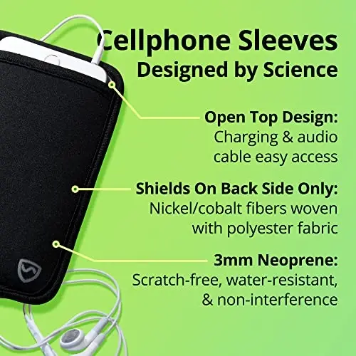 SYB Shield Your Body EMF Blocker Phone Case, Powerful Radiation Blocker for Cell Phone, Durable Anti Radiation Cell Phone Case, Black, XXL, for Phones Up to 4.33-Inches Wide (11 x 19 cm. Pouch Size) - 4