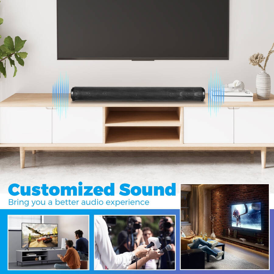 Televizor uchun Sound Bar Bluetooth 5.0 Oʻrnatilgan Subwooferlar va Pultli Atrofdagi Ovoz Balandlatgich, Anʼanaviy yoki Smart TV, Kompyuter bilan ishlaydigan Uy Kinosi Audio Sound Bar - 2